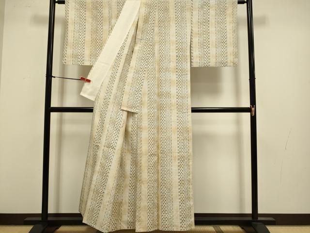 平和屋着物▽上質な紬 単衣 間道 正絹 逸品 DABL3633du