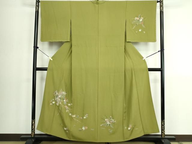 平和屋着物▽中国三大刺繍 相良刺繍 総刺繍 訪問着 単衣 飾花文 正絹 逸品 DABL4225cd