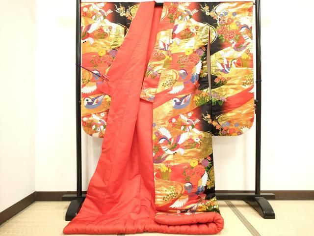 平和屋本店●色打掛 お引きずり 和装 婚礼 結婚式 花嫁 神社挙式 唐織 花鳥文 金糸 正絹 逸品 DABL4310cd