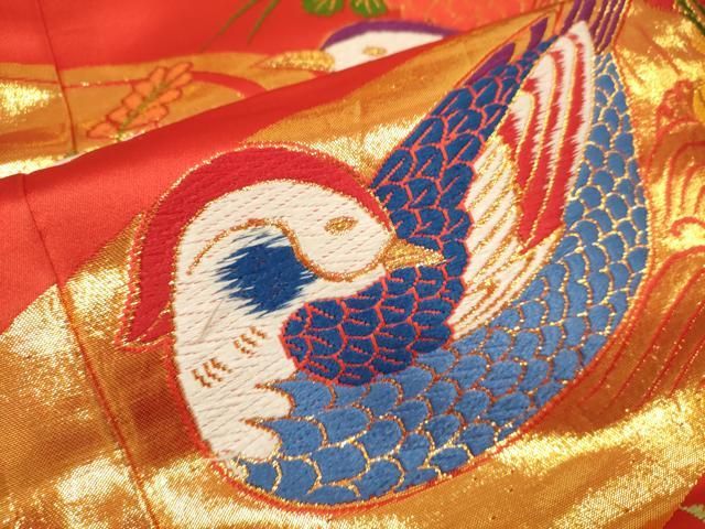 平和屋本店●色打掛 お引きずり 和装 婚礼 結婚式 花嫁 神社挙式 唐織 花鳥文 金糸 正絹 逸品 DABL4310cd