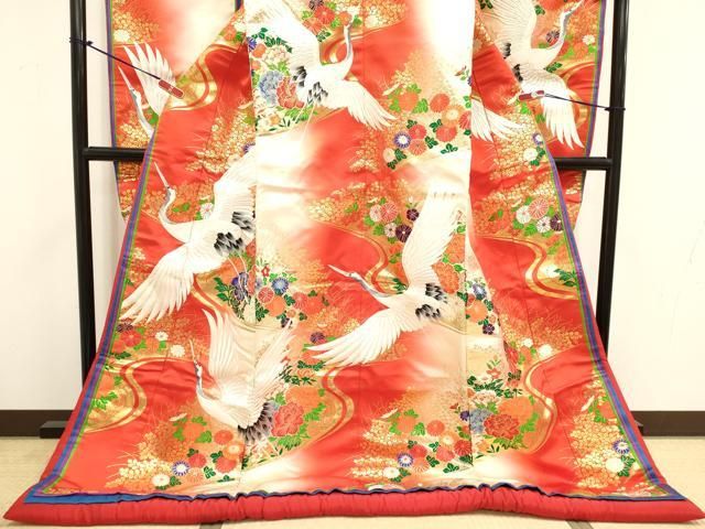 平和屋本店●色打掛 お引きずり 和装 婚礼 結婚式 花嫁 神社挙式 唐織 飛鶴花文 暈し染め 金糸 十二単風 逸品 DABL4311cd