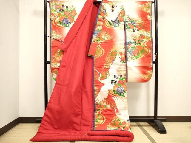 平和屋本店●色打掛 お引きずり 和装 婚礼 結婚式 花嫁 神社挙式 唐織 飛鶴花文 暈し染め 金糸 十二単風 逸品 DABL4311cd
