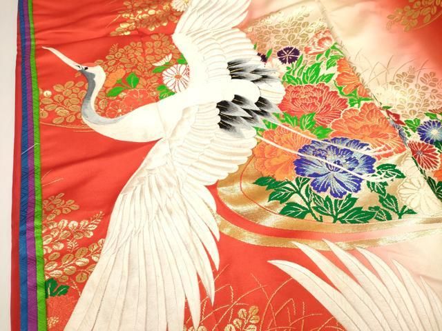 平和屋本店●色打掛 お引きずり 和装 婚礼 結婚式 花嫁 神社挙式 唐織 飛鶴花文 暈し染め 金糸 十二単風 逸品 DABL4311cd