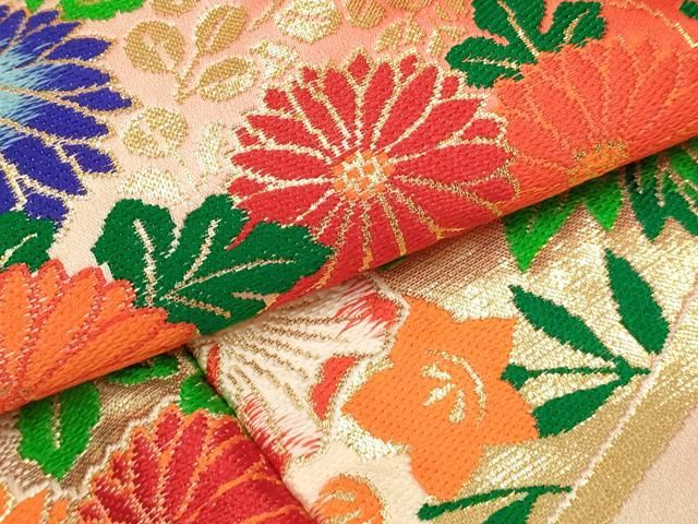 平和屋本店●色打掛 お引きずり 和装 婚礼 結婚式 花嫁 神社挙式 唐織 飛鶴花文 暈し染め 金糸 十二単風 逸品 DABL4311cd