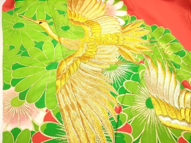 平和屋本店●色打掛 お引きずり 和装 婚礼 結婚式 花嫁 神社挙式 駒刺繍 飛鶴花文 金銀彩 逸品 DABL4317cd