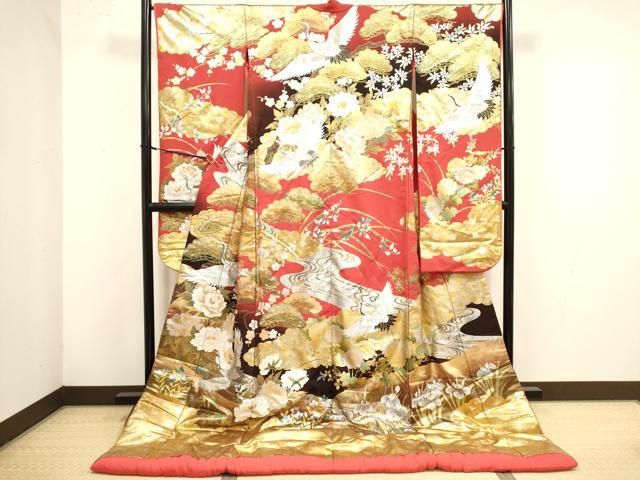 平和屋本店●色打掛 お引きずり 和装 婚礼 結婚式 花嫁 神社挙式 飛鶴花文 暈し染め 金銀彩 逸品 DABL4319cd