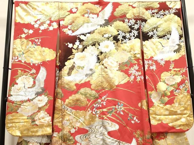平和屋本店●色打掛 お引きずり 和装 婚礼 結婚式 花嫁 神社挙式 飛鶴花文 暈し染め 金銀彩 逸品 DABL4319cd