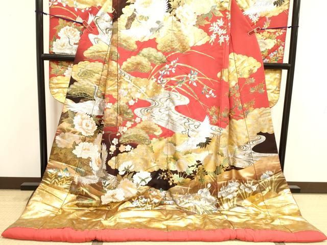 平和屋本店●色打掛 お引きずり 和装 婚礼 結婚式 花嫁 神社挙式 飛鶴花文 暈し染め 金銀彩 逸品 DABL4319cd