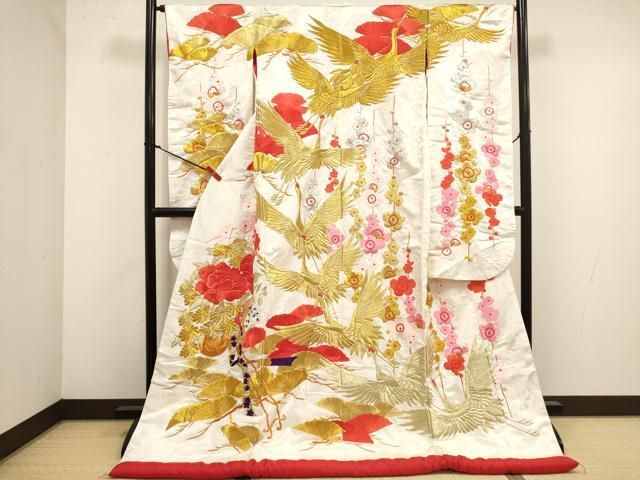 平和屋本店●色打掛 お引きずり 和装 婚礼 結婚式 花嫁 神社挙式 総刺繍 唐織 飛鶴花文 金銀糸 DABL4320cd