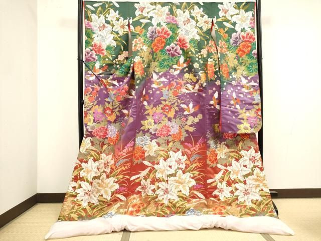 平和屋本店●色打掛 お引きずり 和装 婚礼 結婚式 花嫁 神社挙式 唐織 花鳥文 正絹 逸品 DABL4323cd