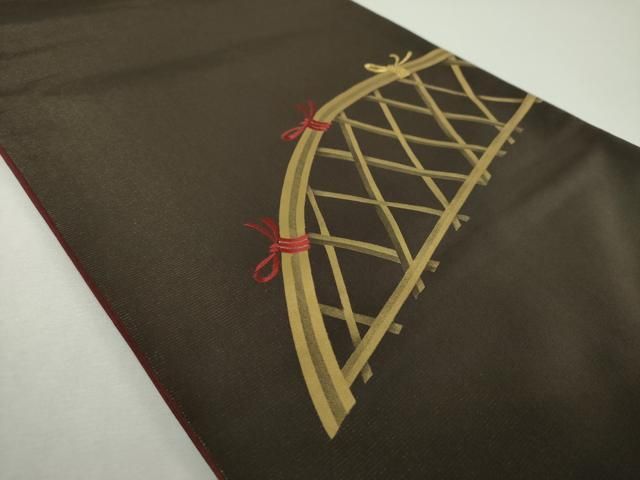 平和屋着物▼太鼓柄袋帯 刺繍 籬文 金彩 正絹 逸品 DABL5013ps