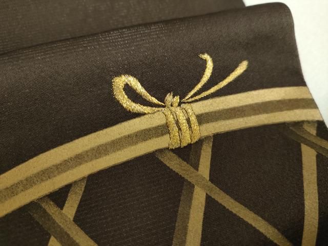 平和屋着物▼太鼓柄袋帯 刺繍 籬文 金彩 正絹 逸品 DABL5013ps