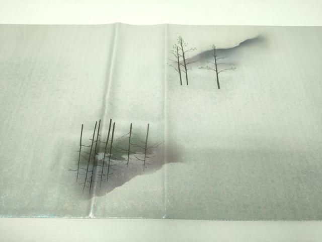 平和屋着物▼太鼓柄袋帯 作家物 手描き 木立 引箔 正絹 逸品 DABL5017ps