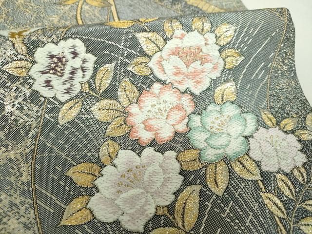 平和屋着物▼六通柄袋帯 草花間道 金糸 正絹 逸品 DABL5052ps