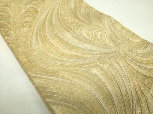 平和屋着物▼太鼓柄袋帯 作家物 ふくれ織 流水文 金糸 正絹 逸品 未使用 DABL5056ps