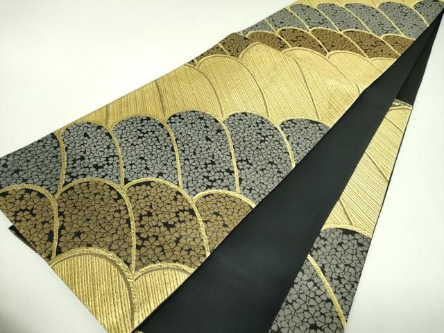 平和屋着物▼六通柄袋帯 舞桜 金銀糸 正絹 逸品 DABL5062ps