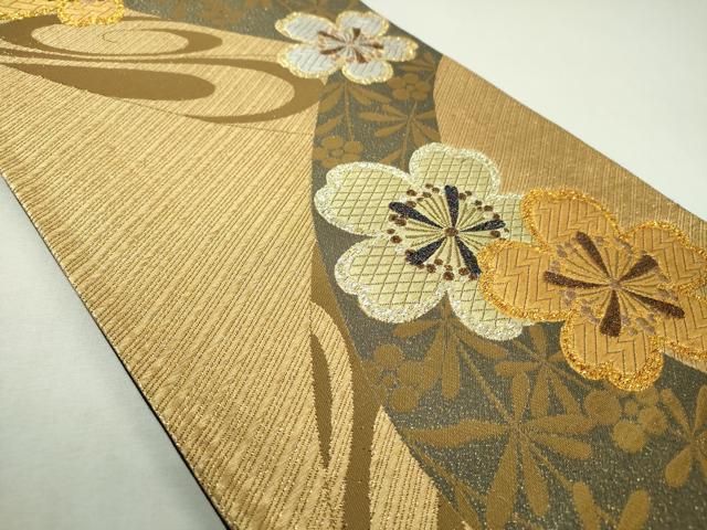 平和屋着物▼六通柄袋帯 舞桜 金銀糸 正絹 逸品 DABL5063ps