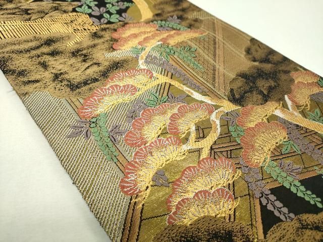平和屋着物▼六通柄 本袋帯 匠琳 風景松藤文 金銀糸 正絹 逸品 DABL5084ps