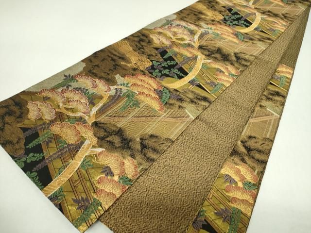 平和屋着物▼六通柄 本袋帯 匠琳 風景松藤文 金銀糸 正絹 逸品 DABL5084ps