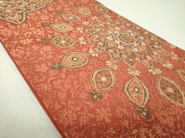 平和屋着物▼西陣 服部織物 六通柄 本袋帯 オリエンタル華紋 金糸 正絹 逸品 DABL5092ps