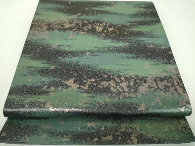 平和屋着物▼六通柄袋帯 うるし 霞文 引箔 正絹 逸品 DABL5097ps