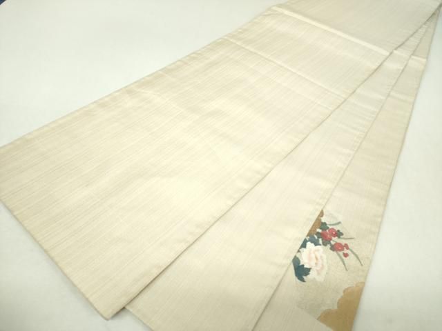 平和屋着物●太鼓柄袋帯 すくい織 地紙花文 金銀糸 正絹 逸品 DABL5250ps