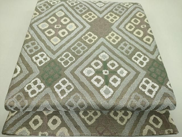 平和屋着物▼両面 六通柄袋帯 花菱文 シルクロード 金銀糸 正絹 逸品 DABL5342ps