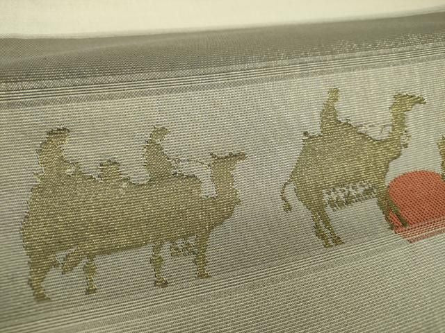 平和屋着物▼両面 六通柄袋帯 花菱文 シルクロード 金銀糸 正絹 逸品 DABL5342ps