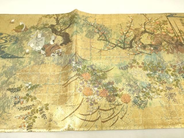 平和屋本店▼両面 全景全通柄袋帯 光琳と宗達琳派集乃図 本金箔 正絹 逸品 DABL6292az