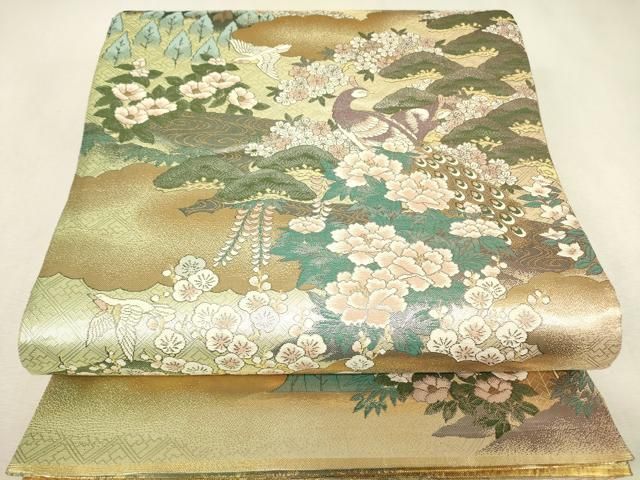 平和屋本店▼両面 全景全通柄袋帯 光琳と宗達琳派集乃図 本金箔 正絹 逸品 DABL6292az