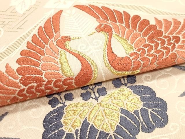 平和屋本店▼西陣 六通柄袋帯 加良織錦 本金箔 東急百貨店扱い 証紙付き 正絹 逸品 DABL7522sf