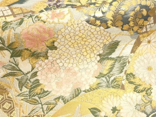 平和屋本店▼六通柄袋帯 加賀琳派 本金箔紹巴 正絹 逸品 DABL7524sf