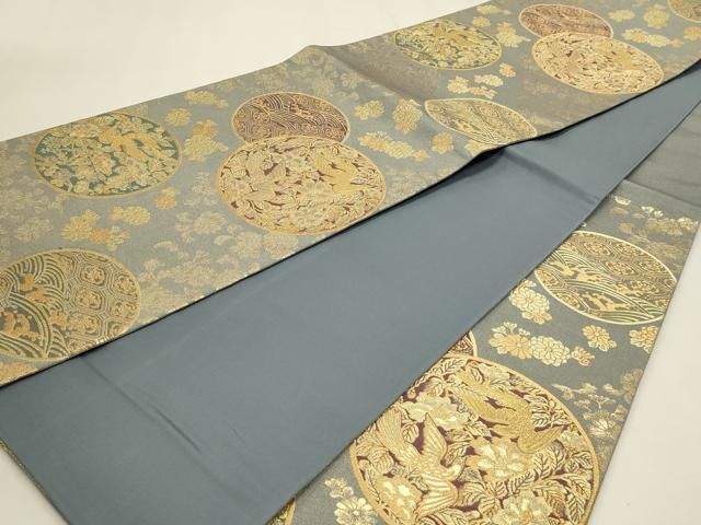平和屋本店▼六通柄袋帯 本金箔蒔絵 正絹 逸品 DABL7527sf