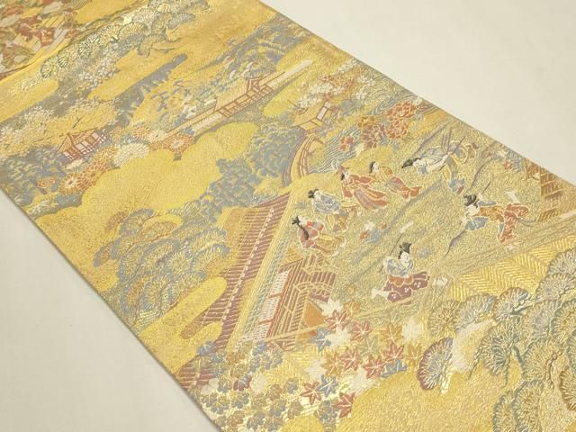 平和屋本店▼全通柄袋帯 人物風景文 本金二重箔 正絹 逸品 DABL7536sf
