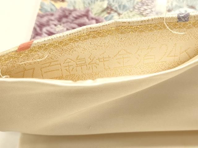 平和屋本店▼六通柄袋帯 唐織 九百錦 風景文 純金箔24k 正絹 逸品 DABL7567sf