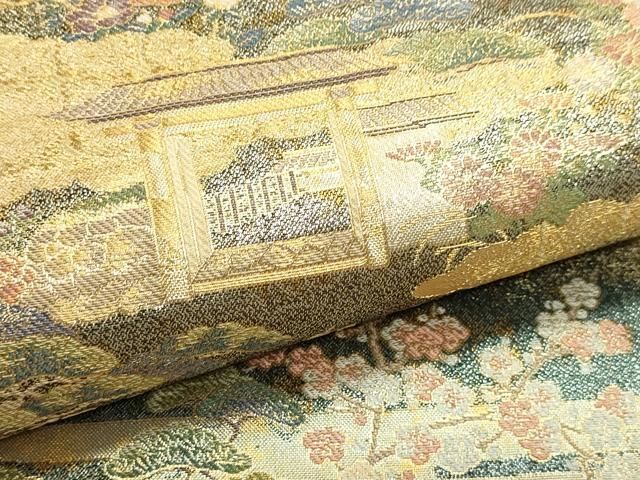 平和屋本店▼六通柄袋帯 風景文 世界文化遺産指定記念 本金箔 正絹 逸品 DABL7568sf