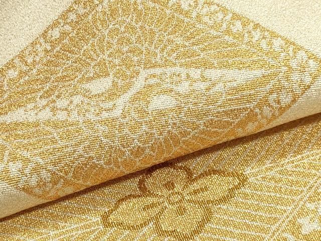 平和屋本店▼太鼓柄袋帯 つづれ織 松皮菱取文 本金箔24K 正絹 逸品 DABL7573sf