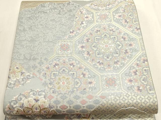 平和屋本店▼六通柄袋帯 正倉院花文 24金箔綴 正絹 逸品 DABL7580sf