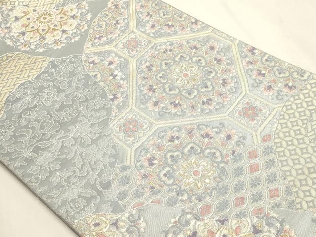 平和屋本店▼六通柄袋帯 正倉院花文 24金箔綴 正絹 逸品 DABL7580sf