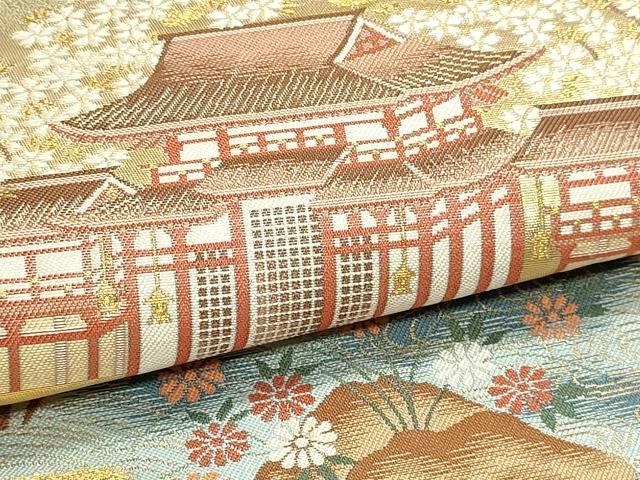 平和屋本店▼六通柄袋帯 字洛川の畔 本金箔 正絹 逸品 DABL7612sf