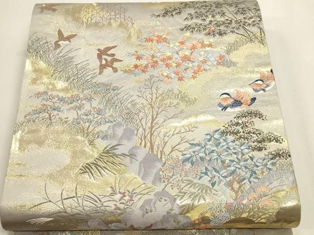 平和屋本店▼六通柄袋帯 花鳥清薫文 純金箔 正絹 逸品 DABL7616sf
