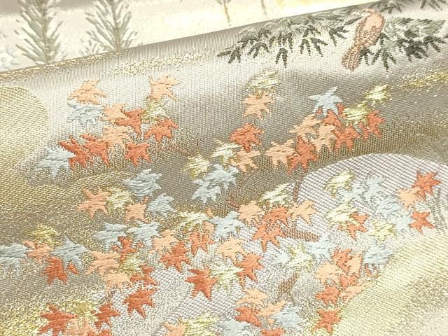 平和屋本店▼六通柄袋帯 花鳥清薫文 純金箔 正絹 逸品 DABL7616sf