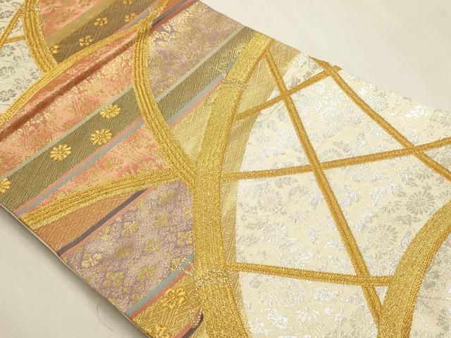 平和屋本店▼六通柄袋帯 草花文 本金箔24k 正絹 逸品 DABL7623sf
