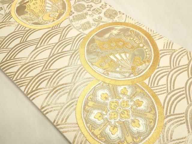 平和屋本店▼全通柄袋帯 花蝶丸文 純金箔 正絹 逸品 DABL7624sf