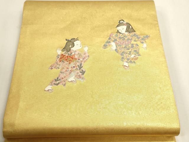 平和屋本店●西陣 長嶋成織物 ながしま帯 加賀友禅の巨匠 初代 由水十久 太鼓柄袋帯 載れて 本金箔 瀞金錦 正絹 逸品 DABL7626sf