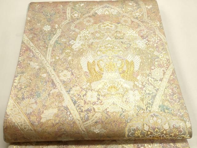 平和屋本店▼六通柄袋帯 慶長鳳彩華紋 本金箔 正絹 逸品 DABL7633sf