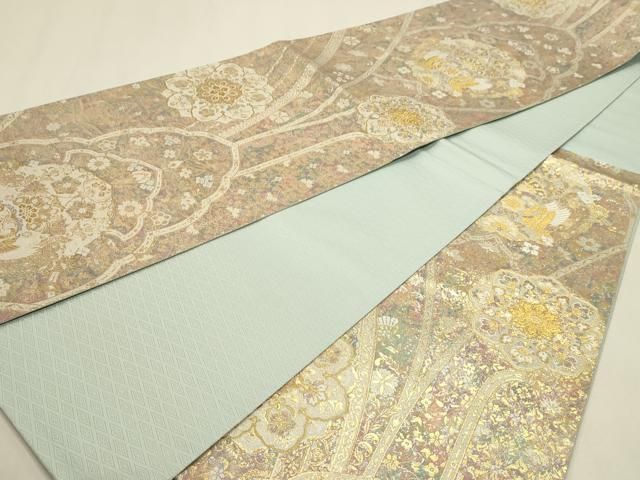 平和屋本店▼六通柄袋帯 慶長鳳彩華紋 本金箔 正絹 逸品 DABL7633sf