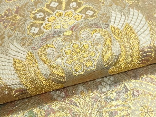平和屋本店▼六通柄袋帯 慶長鳳彩華紋 本金箔 正絹 逸品 DABL7633sf