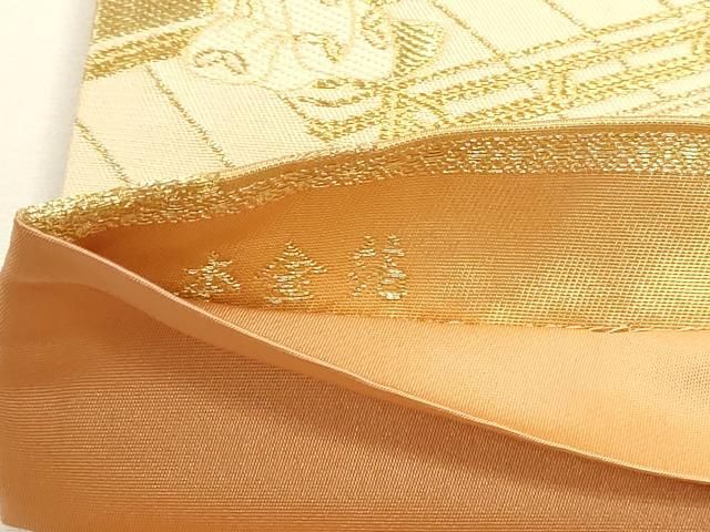 平和屋本店▼六通柄袋帯 大和絵錦 本金箔 正絹 逸品 DABL7646sf