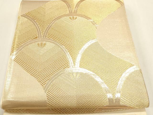 平和屋本店▼西陣 六通柄袋帯 銀彩錦 松葉青海波文 本金二重箔 証紙付き 正絹 逸品 DABL7651sf